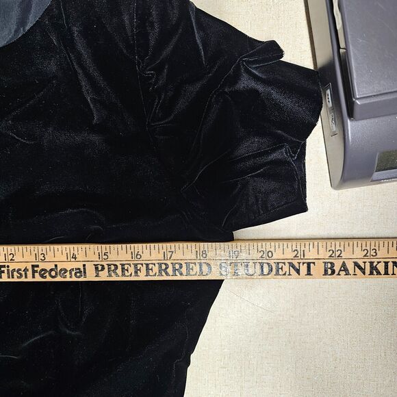 VTG Maggy London Petite Velvet Dress Sz 8 Black Whimsigoth Fairy Grunge Ren - Picture 6 of 9